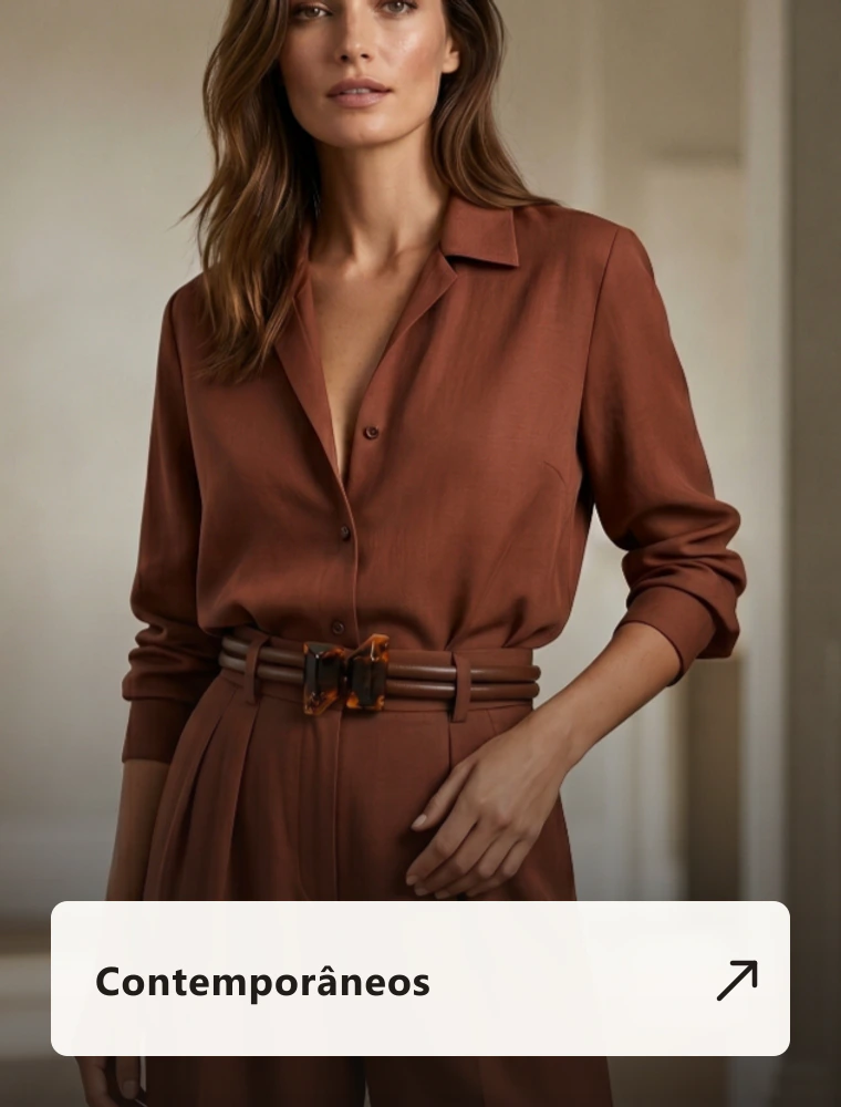 Contemporâneos — look monocromático com cinto Geo Elegance